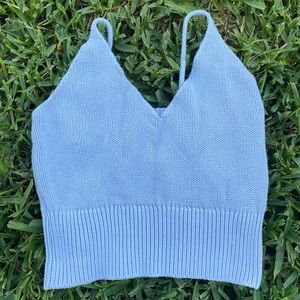 Baby blue knitted crochet top